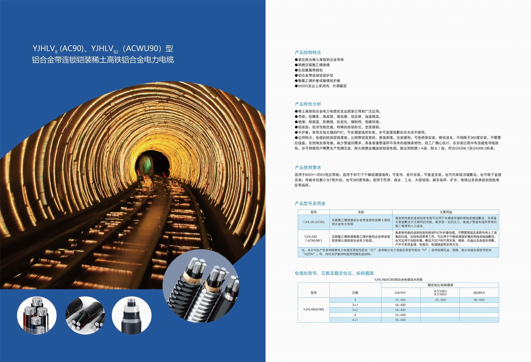 YJHV8(AC90)、YJHLV82(ACWU90)型鋁合金帶連鎖鎧裝稀土高鐵鋁合金電力電纜3.jpg